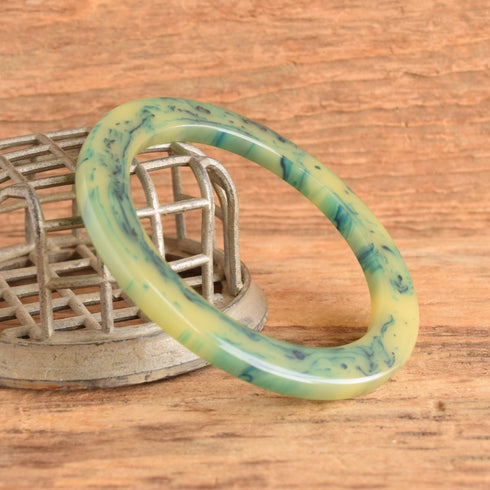 Blue Custard Marbled Bakelite Bangle